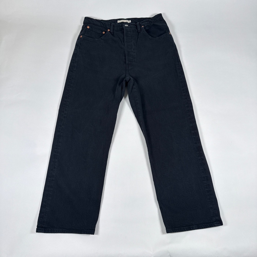 Levis Jeans Womens 31 Black Ribcage Straight Ankle High Rise Button Fly Denim